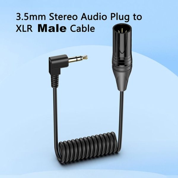 3.5mm to XLR Male Gold Plated Connector Copper Core Right Angle Coiled Audio Cable, Length: 0.5m - Image 5