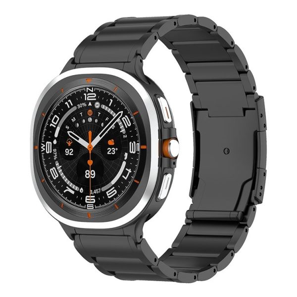 Samsung Galaxy Watch Ultra 47mm Three Beads Tortoise Buckle Titanium Steel Watch Band (Black)