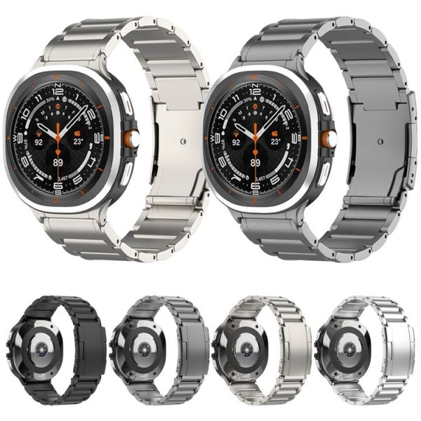 Samsung Galaxy Watch Ultra 47mm Three Beads Tortoise Buckle Titanium Steel Watch Band (Black) - Image 4