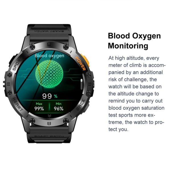 LEMFO K65 1.43 inch Bluetooth Call Smart Watch, Support Heart Rate / Blood Oxygen (Black) - Image 12