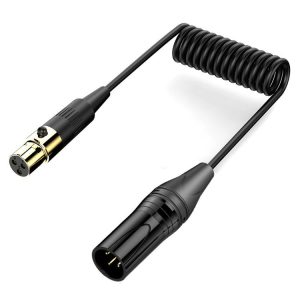 Mini XLR Female to XLR Male Audio Mixer Mini Microphone Coiled Audio Cable, Length: 0.5m (Black)
