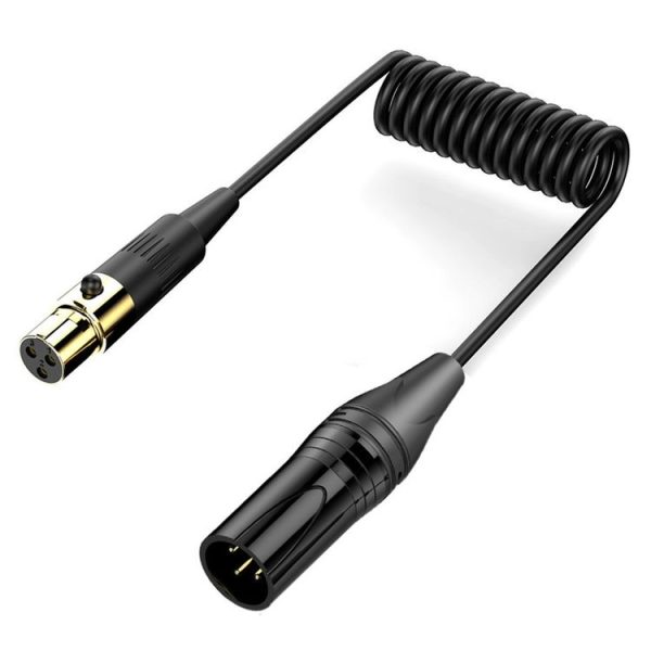 Mini XLR Female to XLR Male Audio Mixer Mini Microphone Coiled Audio Cable, Length: 0.5m (Black)