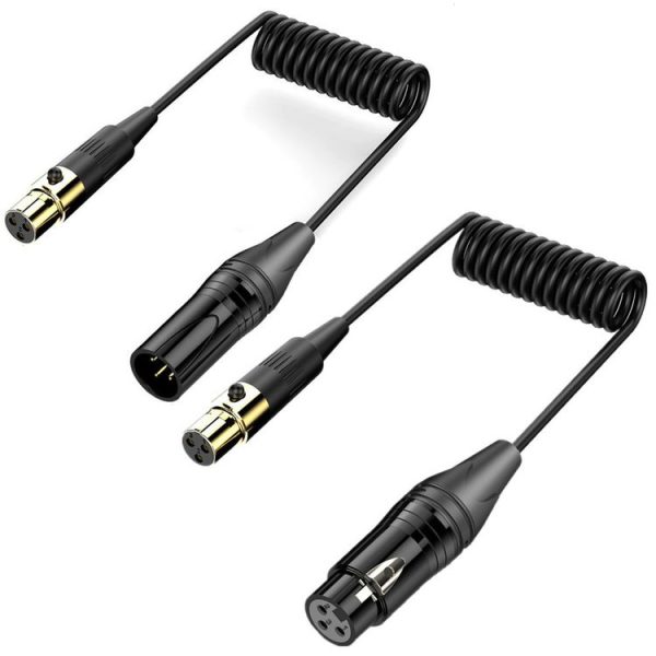 Mini XLR Female to XLR Male Audio Mixer Mini Microphone Coiled Audio Cable, Length: 0.5m (Black) - Image 3