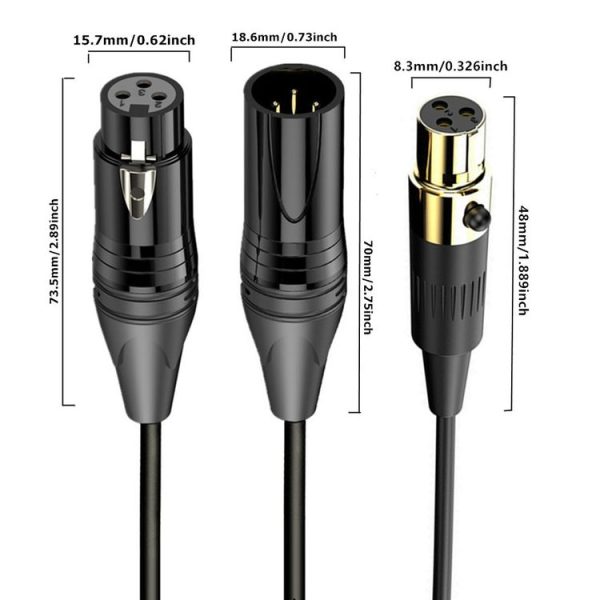 Mini XLR Female to XLR Male Audio Mixer Mini Microphone Coiled Audio Cable, Length: 0.5m (Black) - Image 4