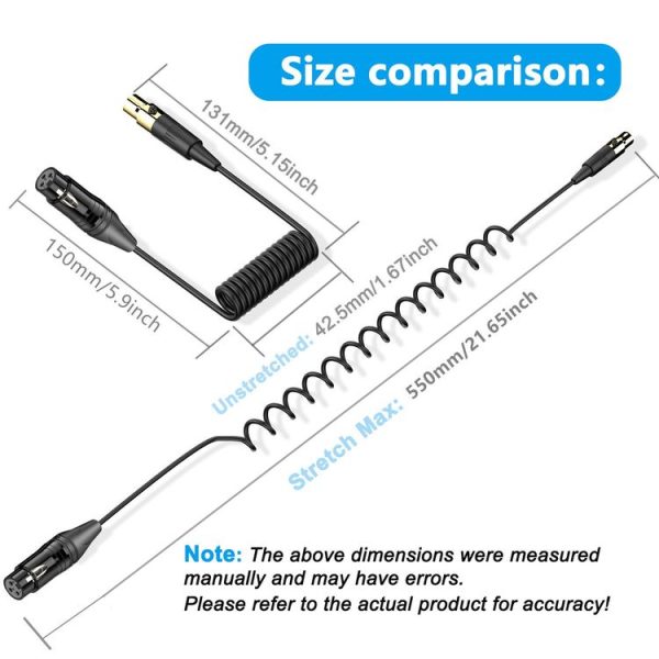 Mini XLR Female to XLR Male Audio Mixer Mini Microphone Coiled Audio Cable, Length: 0.5m (Black) - Image 5