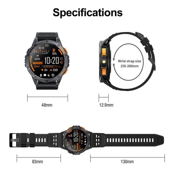 LEMFO K67 1.43 inch AMOLED Screen GPS Sports Smart Watch, Support Bluetooth Call / Health Monitoring (Black) - Image 10