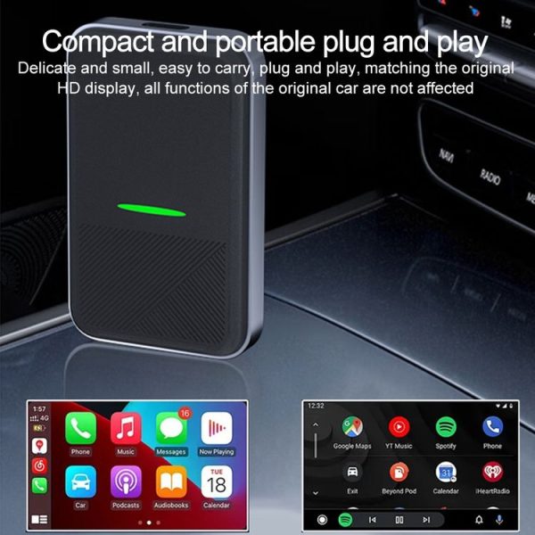CarPlay and Android Auto Wireless Car Connectivity Box, Specification: Square (Black) - Image 6