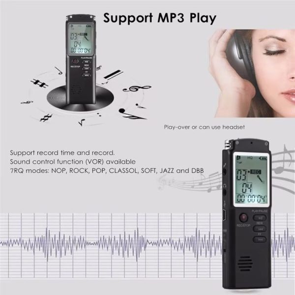 T60 Smart HD Noise Cancelling Voice Recorder MP3 Player, Memory: 8GB (Black) - Image 7