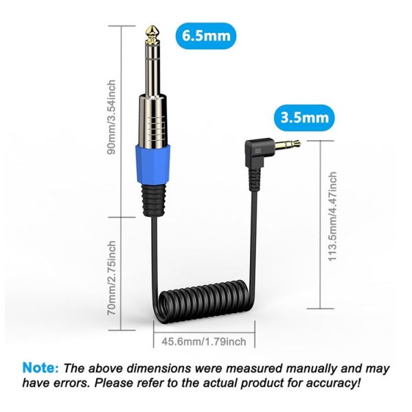 6.5mm to 3.5mm Elbow Guitar Loudspeaker Coiled 6.35mm Audio Cable, Length: 0.5m (Black) - Image 3