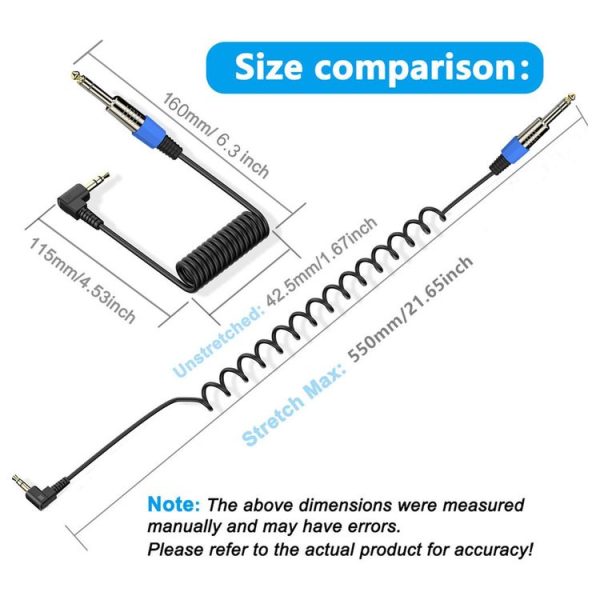 6.5mm to 3.5mm Elbow Guitar Loudspeaker Coiled 6.35mm Audio Cable, Length: 0.5m (Black) - Image 4