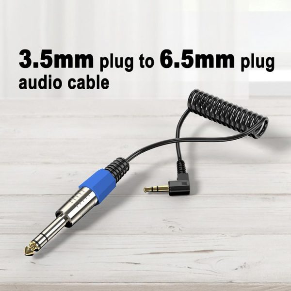 6.5mm to 3.5mm Elbow Guitar Loudspeaker Coiled 6.35mm Audio Cable, Length: 0.5m (Black) - Image 5