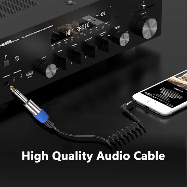 6.5mm to 3.5mm Elbow Guitar Loudspeaker Coiled 6.35mm Audio Cable, Length: 0.5m (Black) - Image 6