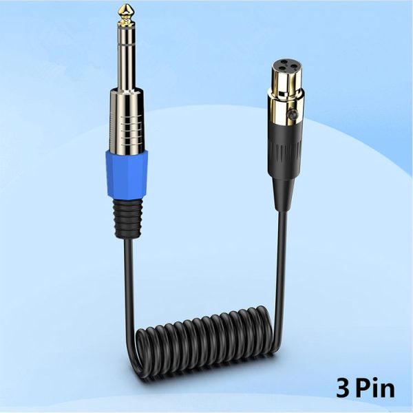 Mini 3 Pin XLR to 6.35mm Stereo Microphone Aux Audio Cable Coiled Adapter Cable, Length: 0.5m (Black) - Image 2
