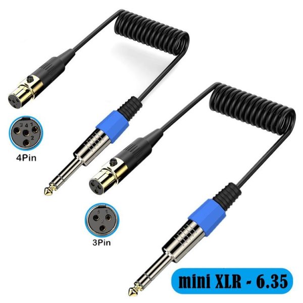 Mini 3 Pin XLR to 6.35mm Stereo Microphone Aux Audio Cable Coiled Adapter Cable, Length: 0.5m (Black) - Image 3