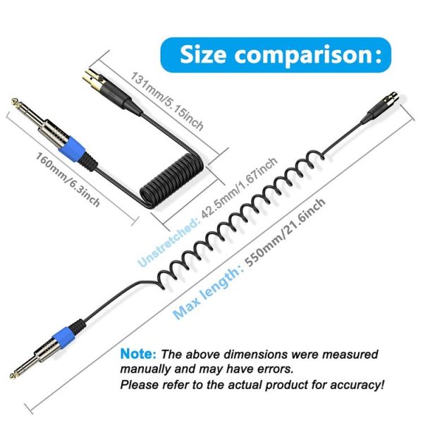 Mini 3 Pin XLR to 6.35mm Stereo Microphone Aux Audio Cable Coiled Adapter Cable, Length: 0.5m (Black) - Image 5