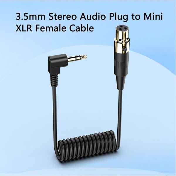 Mini 3 Pin XLR Female to 3.5mm TRS PC Camera Microphone Coiled Stereo Audio Adapter Cable, Length: 0.5m (Black) - Image 2