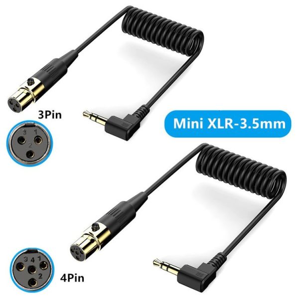 Mini 3 Pin XLR Female to 3.5mm TRS PC Camera Microphone Coiled Stereo Audio Adapter Cable, Length: 0.5m (Black) - Image 3