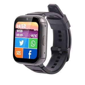 UNIWA DM66 4G Calling Smart Watch, 2GB+16GB, 1.99 inch IPS Screen Android 9.0 Support WiFi GPS (Black)