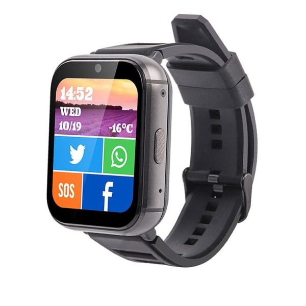 UNIWA DM66 4G Calling Smart Watch, 2GB+16GB, 1.99 inch IPS Screen Android 9.0 Support WiFi GPS (Black)