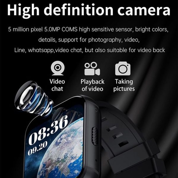 UNIWA DM66 4G Calling Smart Watch, 2GB+16GB, 1.99 inch IPS Screen Android 9.0 Support WiFi GPS (Black) - Image 10