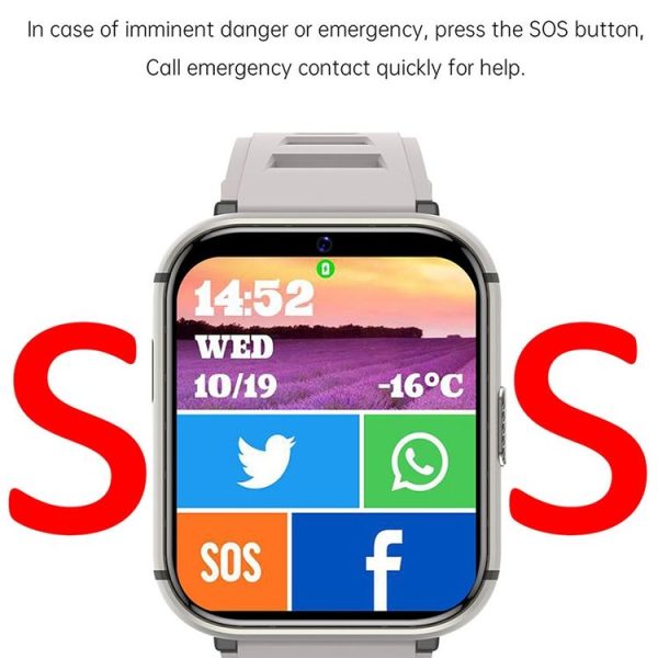 UNIWA DM66 4G Calling Smart Watch, 2GB+16GB, 1.99 inch IPS Screen Android 9.0 Support WiFi GPS (Black) - Image 11