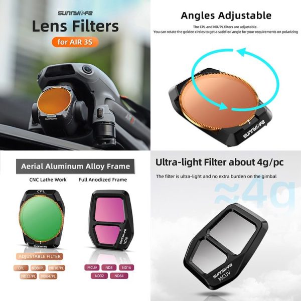 DJI Air 3S Sunnylife Camera Lens Filter, Filter: MCUV - Image 3