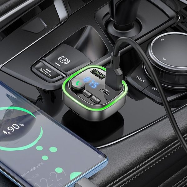 Borofone BC48 Broad Bluetooth 5.0 Car Wireless FM Transmitter (Black) - Image 4