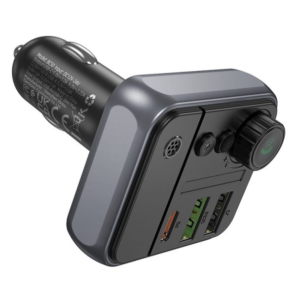 Borofone BC50 Ascenso PD20W & QC3.0 Car Bluetooth FM Transmitter (Black) - Image 4