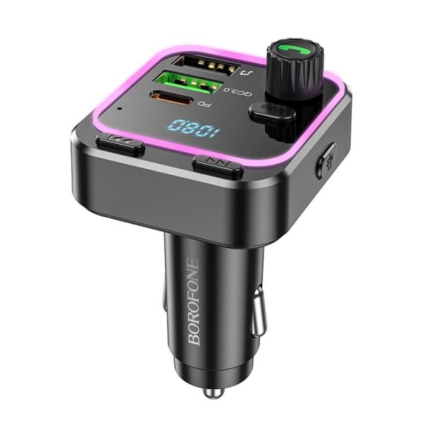 Borofone BC53 Highway PD20W & QC3.0 Car Bluetooth FM Transmitter (Black)