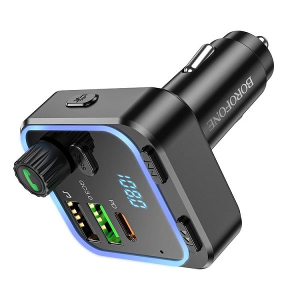 Borofone BC53 Highway PD20W & QC3.0 Car Bluetooth FM Transmitter (Black) - Image 2