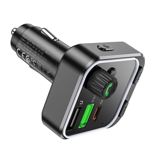 Borofone BC53 Highway PD20W & QC3.0 Car Bluetooth FM Transmitter (Black) - Image 3
