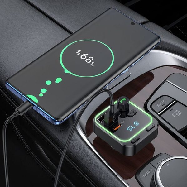 Borofone BC53 Highway PD20W & QC3.0 Car Bluetooth FM Transmitter (Black) - Image 5