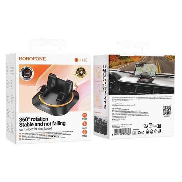 Borofone BH116 Vicktory 360 Degree Rotating Car Holder for Dashboard (Black) - Image 7
