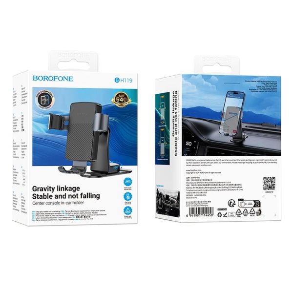 Borofone BH119 Refined Center Console Gravity Linkage Car Holder (Black Tarnish) - Image 6