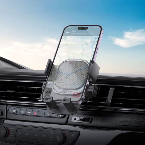 Borofone BH120 Delightful One-button Air Outlet Car Holder (Black Grey) - Image 5