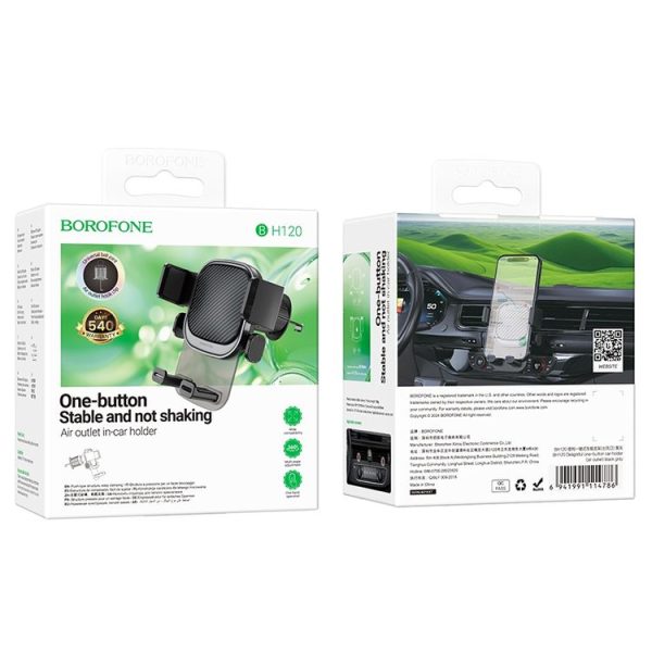 Borofone BH120 Delightful One-button Air Outlet Car Holder (Black Grey) - Image 6