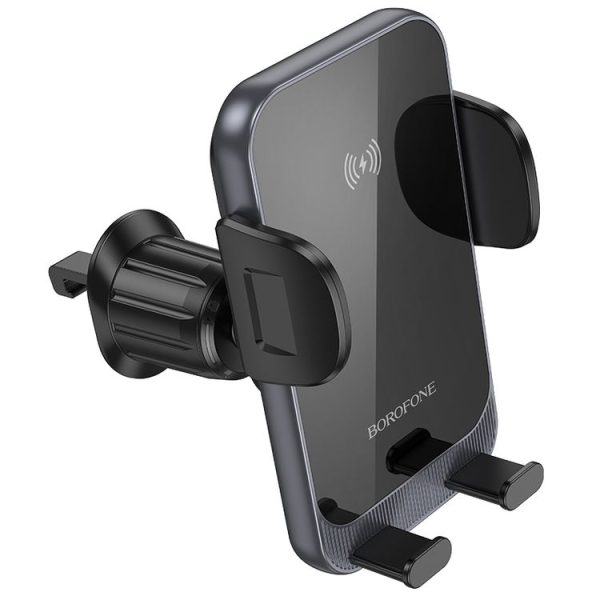 Borofone H220 Leader Car Air Outlet Automatic Induction Wireless Fast Charging Phone Holder (Black Grey) - Image 2