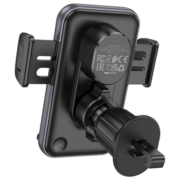 Borofone H220 Leader Car Air Outlet Automatic Induction Wireless Fast Charging Phone Holder (Black Grey) - Image 4