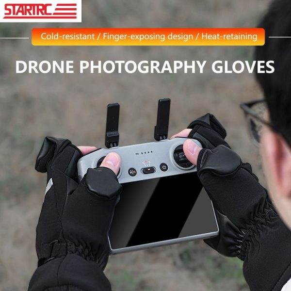 STARTRC Universal Drone Remote Control Photography Gloves Winter Warm Gloves, Size: L (Black) - Image 3