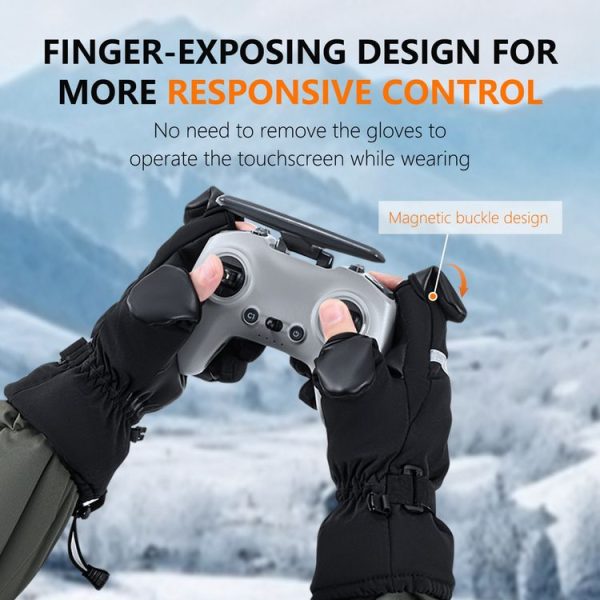 STARTRC Universal Drone Remote Control Photography Gloves Winter Warm Gloves, Size: L (Black) - Image 6