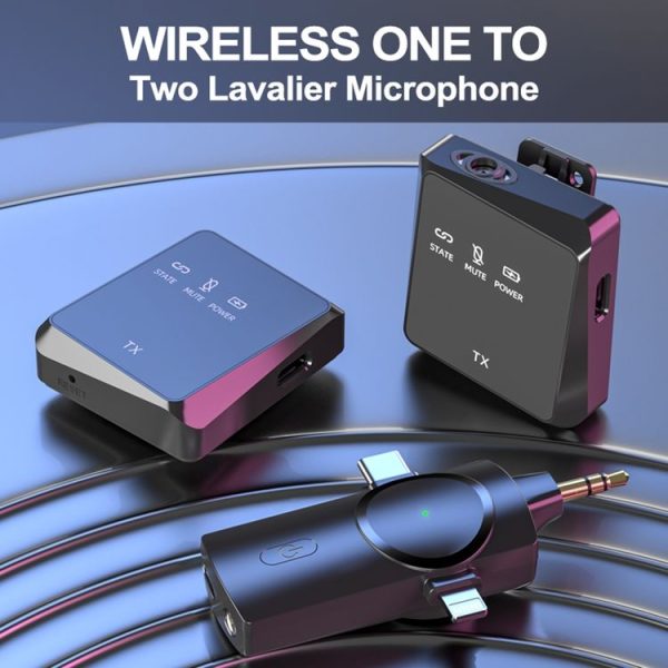 AP009 Wireless One to Two Lavalier Microphone with 3 in 1 Receiver (Black) - Image 4