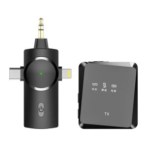 AP009 Wireless Lavalier Microphone with 3 in 1 Receiver (Black)