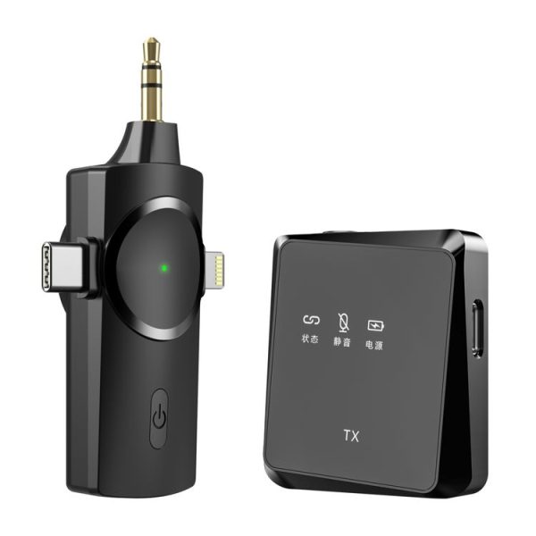 AP009 Wireless Lavalier Microphone with 3 in 1 Receiver (Black) - Image 2
