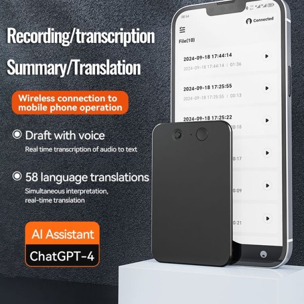 A3 Ultra-thin AI Smart Voice Recording Pen Support APP Control, Memory: 8GB (Black) - Image 4