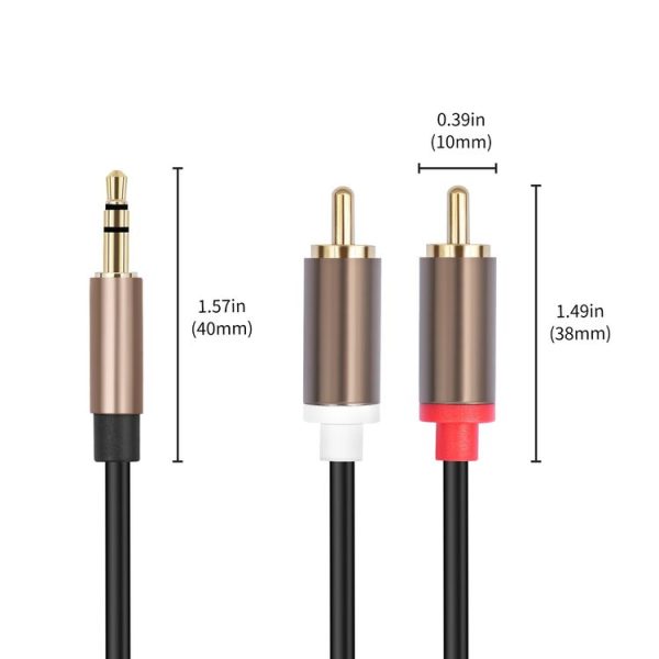 3.5mm Male to 2 RCA Male Audio Cable Amplifier Connector, Length: 2m (Black Grey) - Image 3