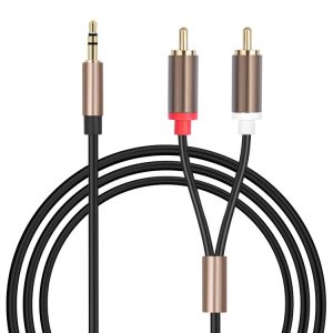 3.5mm Male to 2 RCA Male Audio Cable Amplifier Connector, Length: 3m (Black Grey)