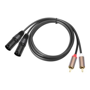 2 RCA Male to 2 XLR Male Audio Balance Cable, Length: 1.5m (Black)