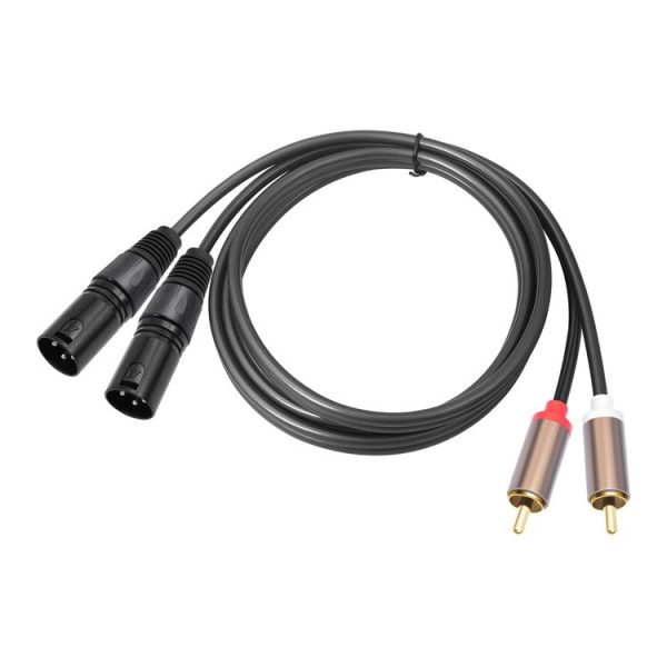 2 RCA Male to 2 XLR Male Audio Balance Cable, Length: 1.5m (Black)