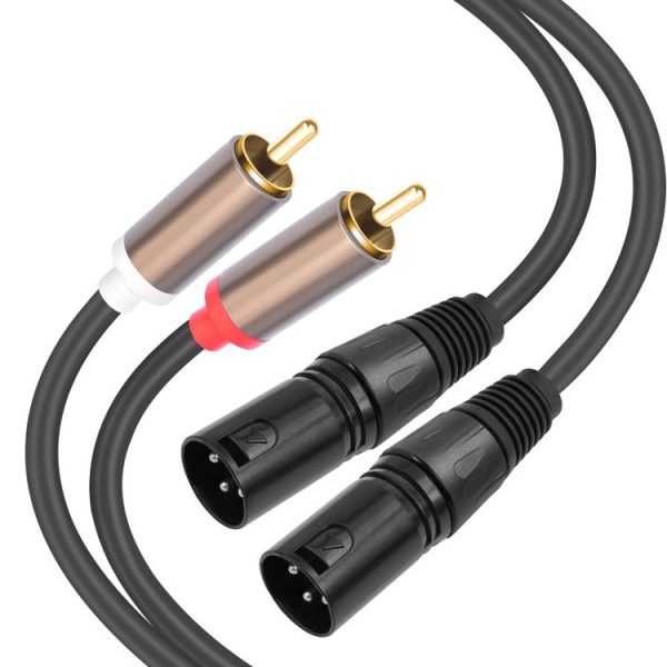 2 RCA Male to 2 XLR Male Audio Balance Cable, Length: 1.5m (Black) - Image 2