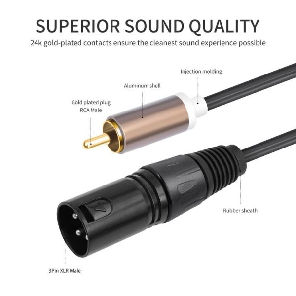 2 RCA Male to 2 XLR Male Audio Balance Cable, Length: 1.5m (Black) - Image 4